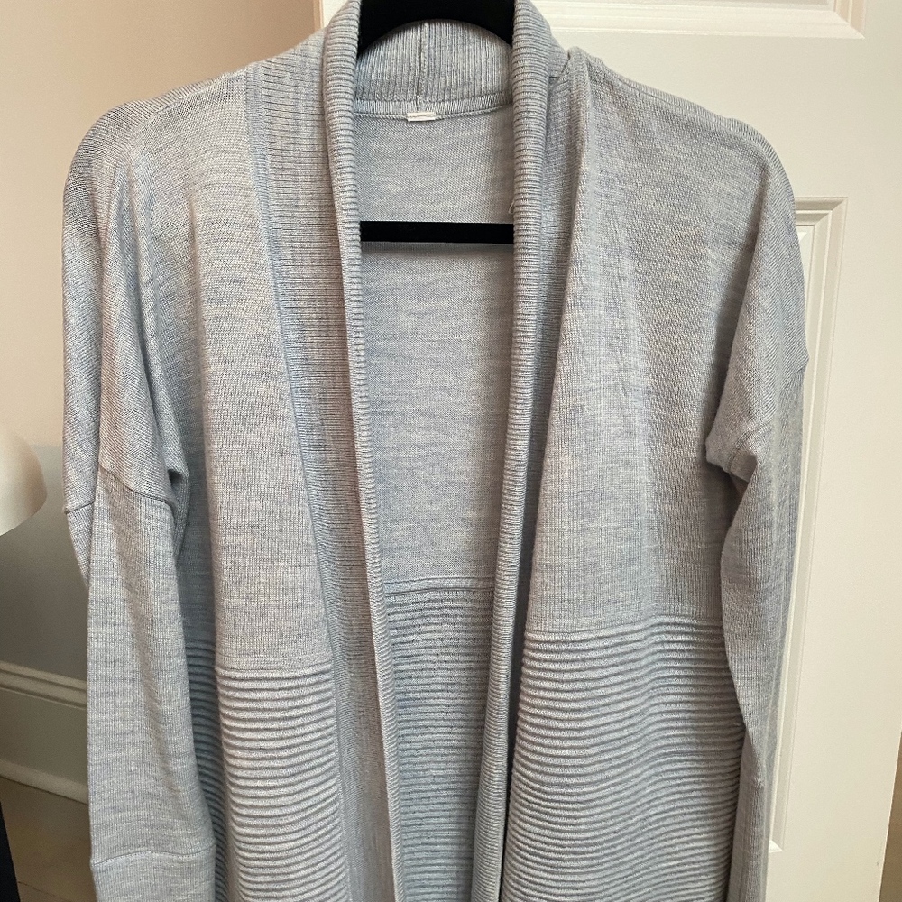 Lululemon Sit In Lotus Wrap Sweater, light blue